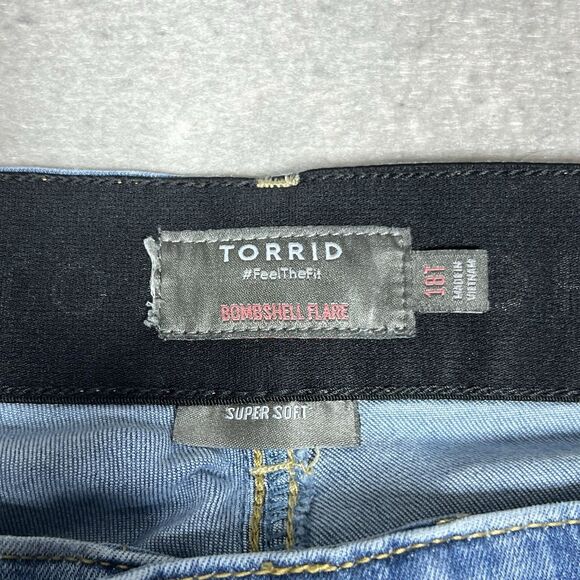 Torrid Bombshell Flare Jeans Premium Stretch High-Rise Womens 18 Tall 36x33 Blue - Picture 12 of 14